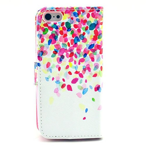 Multicolor Petal Pattern PU Leather Case with Stand and Card Slot for iPhone 5C