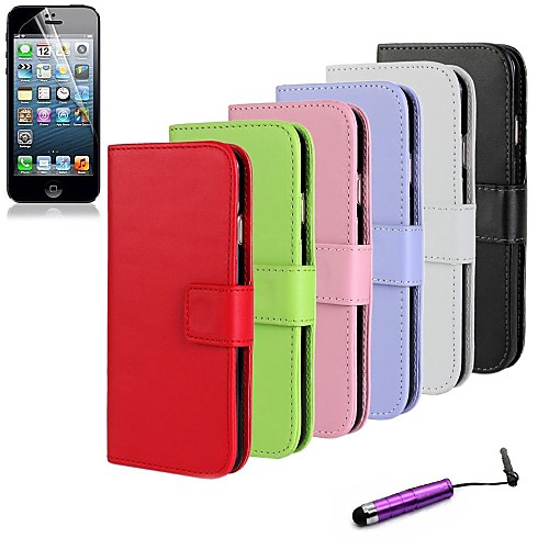 Solid Color Pattern PU Leather Full Body Cover with Card Stylus and Protective Slot for iPhone 6