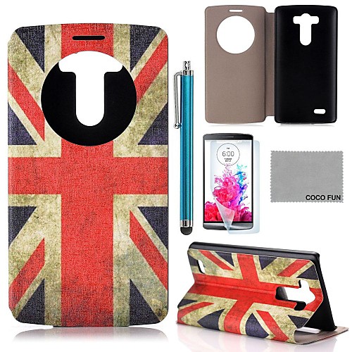 COCO FUN American Flag Pattern PU Leather Full Body Case with Screen Protector, Stylus and Stand for LG G3 D850