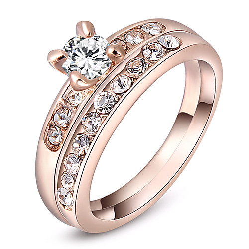 ROXI Austrian Crystals Rose Gold Plated Double Band Rings(2 Pcs)