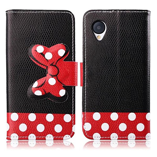 Wave Point Design Bowknot Pattern PU Leather Full Body Cover with Card Slot for LG Google Nexus 5