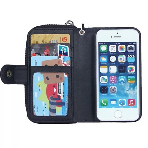 Zipper Wallet Pattern Genuine Leather with Card Slot for iPhone 5/5S