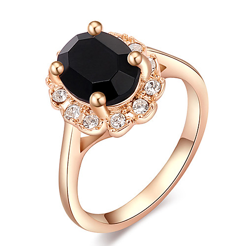 Fashion Austria Crystal Gold Plate Black Zircon Alloy Statement Rings(1 Pc)