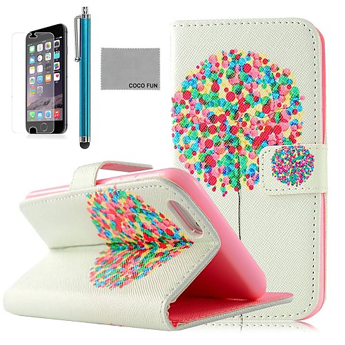 COCO FUN Balloon Tree Pattern PU Leather Full Body Case for iPhone 6 6G 4.7 with Screen Protecter, Stand and Stylus