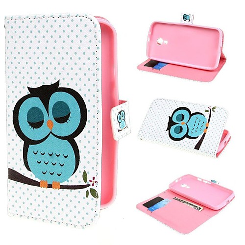 Sleeping Owl Design Wallet PU Leather Case Cover with Stand and Card Slot for Motorola Moto G2 XT1063 Dual SIM