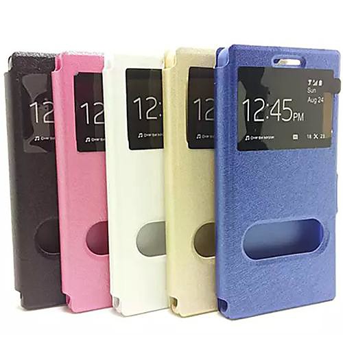 Silk Print a Single Window Design PU Leather Full Body Case with Stand for Huawei P7 Mini (Assorted Colors)