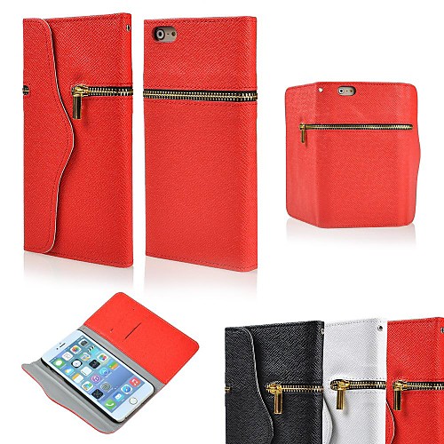 DF Unique Zipper PU Leather Full Body Case with Card Slot and Wallet for iPhone 6(Assorted Color)