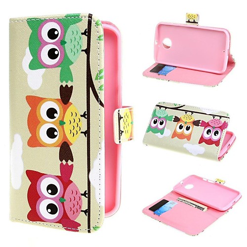 Three Owls Magnetic Wallet PU Leather Case Cover with Stand and Card Slot for Motorola Moto X1 X2 XT1097