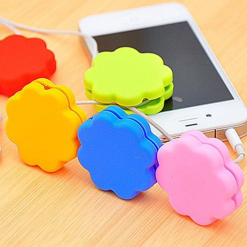 Plum Blossom Sillicone Cartoon Earphone Cable Wire Cord Organizer Cable Winder