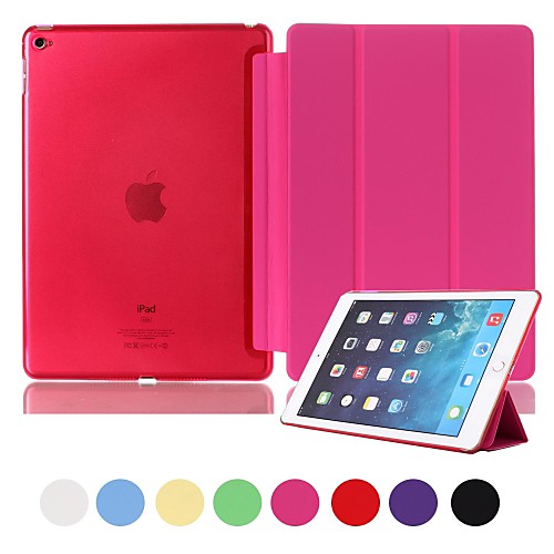 Natusun™ Slim Smart Three Fold The Soft PU Leather Cover Hard Translucent Plastic Shell for iPad Air 2(Assorted Colors)