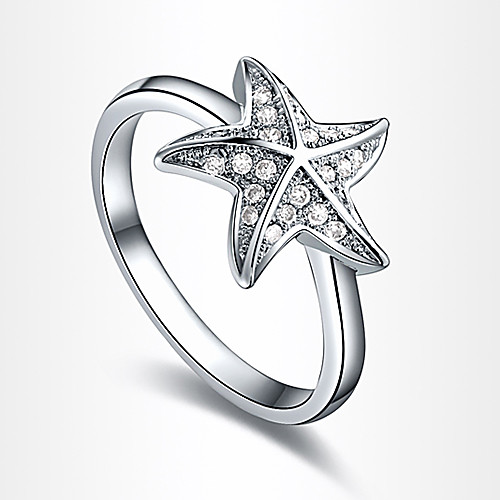 European Sharp Corn Starfish Shape Silver Plated Statement Rings(1 Pc)