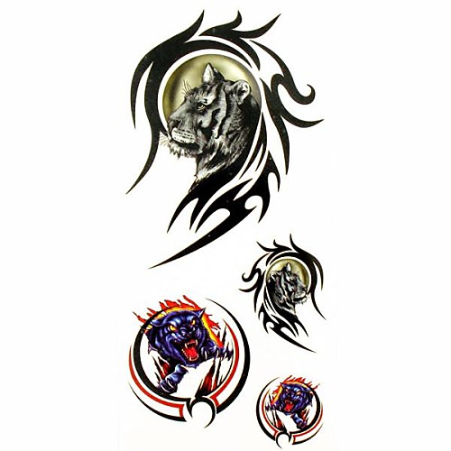 1pc Tiger in Totem Animal Waterproof Tattoo Sample Mold Temporary Tattoos Sticker for Body Art(18.5cm8.5cm)