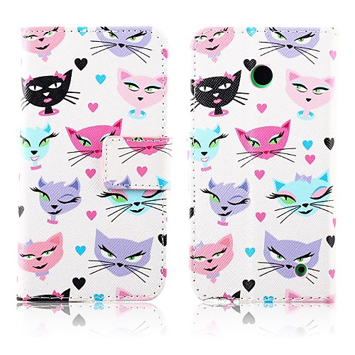 The Cat Pattern PU Leather with Card Slot for Nokia Lumia 630