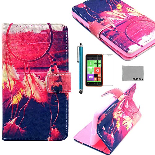 COCO FUN Red Windbell Pattern PU Leather Full Body Case with Screen Protector and Stylus for Nokia Lumia N625