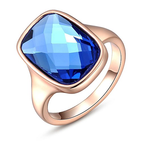 Noble 18K Rose/White Gold Plated Jewelry Use Shining Austria Crystal Blue Zircon Diamond Ring