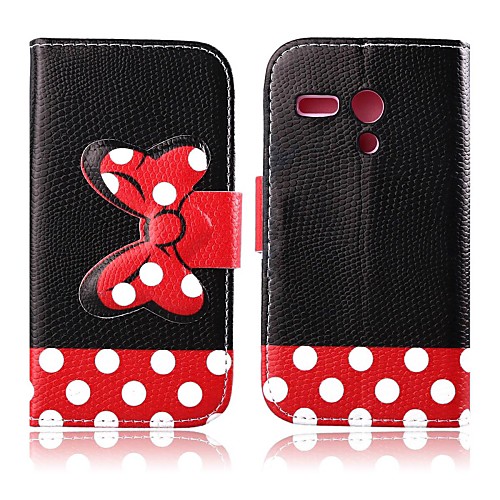 Red Bowknot Pattern PU Leather Full Body Case with Stand for Motorola MOTO G