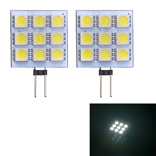 xinyuanyang JMT-327 g4 1.3W 9x5050smd 100lm 6500k холодный белый свет двухштырьковыми лампы (DC 12V) 2 шт