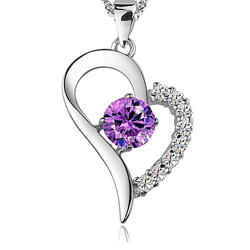 Фиолетовый кристалл ожерелье 925 женщин
