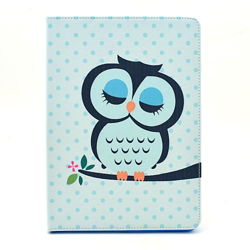 Cute Sleeping Owl Cartoon Pattern PU Leather Full Body Case with Stand for iPad Air 2