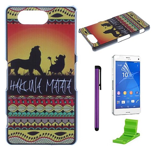 Hakuna Matata on Sunset Lion King Pattern PC Hard Case with Screen Protector,Stylus and Stand for Sony Xperia Z3 mini