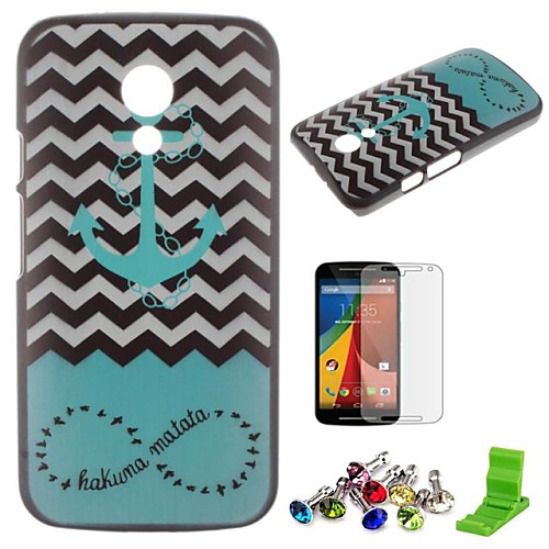 The Waves Ships Anchor Pattern PC Hard Case with Screen Protector,Dust Plug and Stand for Motorola Moto G2/XT1063