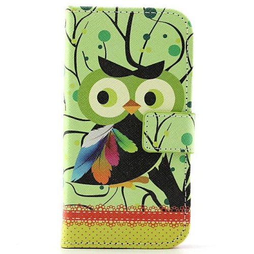 Green Owl PU Leather Case with Waist Clip for Samsung S4 Mini I9190