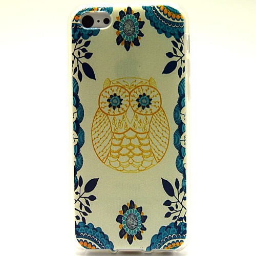 Blue Eyed Owl Pattern Soft Case for iPhone 5C