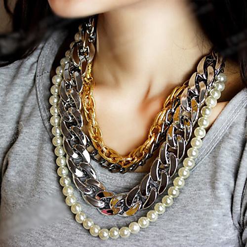 Европейская мода многослойных сетей жемчужное ожерелье