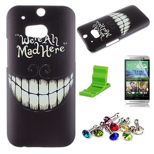 Cartoon Crazy Teeth Pattern PC Hard Case with Screen Protector,Dust Plug and Stand for HTC One M8