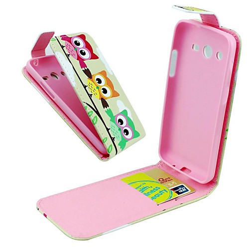 Flip-Open Three Cute Owls Pattern PU Leather Full Body Cover with Card Slot Case for Samsung Galaxy Core 2 G3556D/G355H