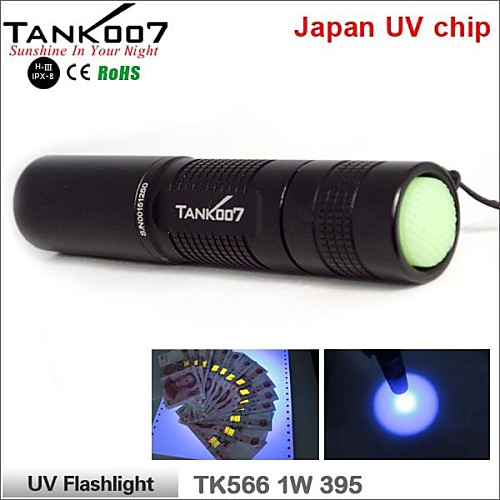 TANK007 UV  TK566  Professional 1-Mode  1x Japan 395-1W  LED Flashlight (1xAA, Black)