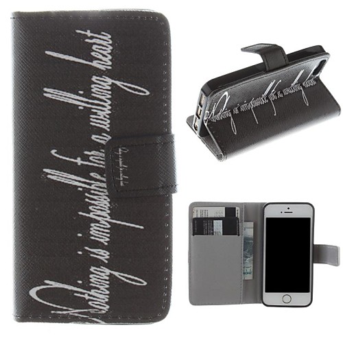 Personality English Letters Pattern PU Leather Full Body Case with Stand and Card Slot for iPhone 5/5S