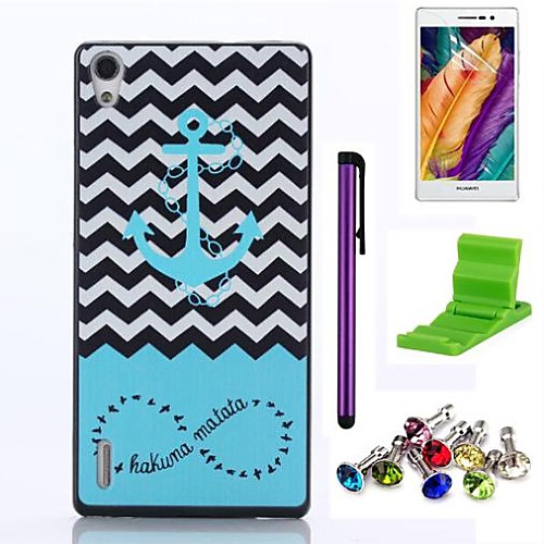 The Waves Ships Anchor Pattern PC Hard Case with Screen Protector,Stylus, Anti-dust Plug and Stand for Huawei P7