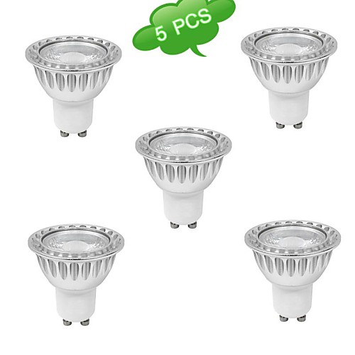 5PCS  GU10 7W(=Halogen 65W) CRI>80 1xCOB 630LM 3000K Warm White LED Spot Bulb (AC 85-265V)