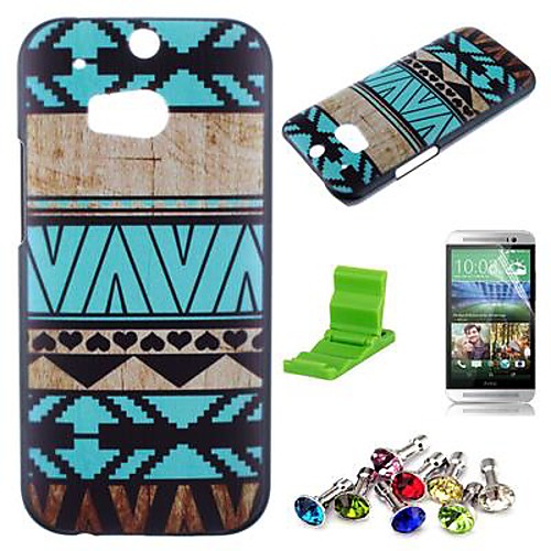 Blue Stripes Pattern PC Hard Case with Screen Protector,Dust Plug and Stand for HTC One M8