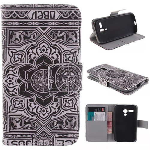 Big Flower Design PU Leather Case Cover with Stand and Card Slot for Motorola MOTO G