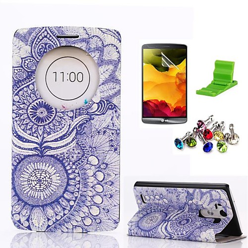 Sunflower Seed Pattern PU Leather Case with Screen Protector,Stand and Dust Plug for LG G3