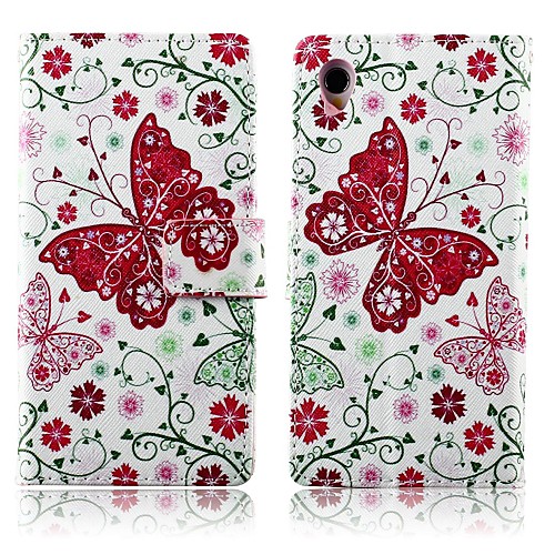 Pink Butterfly PU Leather Full Body Cover with Stand for Sony Xperia Z1 L39H