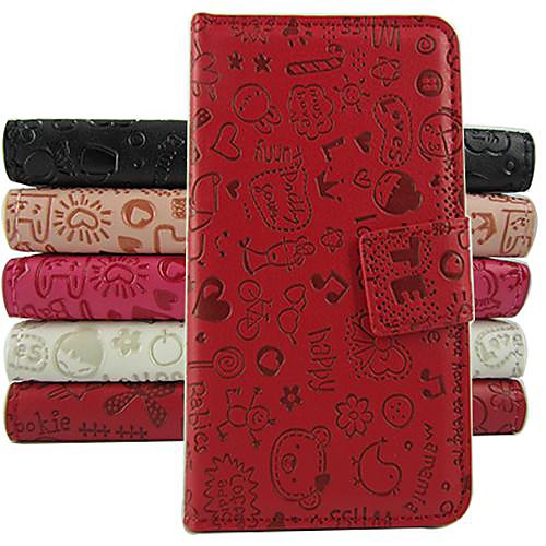 Cartoon PU Leather Full Body Case with Stand and Card Slot for LG Optimus L70 (Assorted Colors)