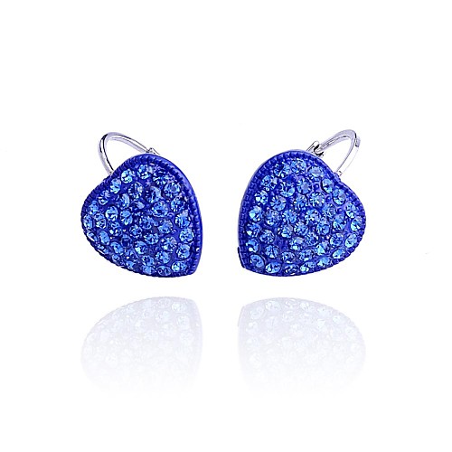 Lureme Fashion Drill Blue Peach Hearth  Alloy Stud Earrings