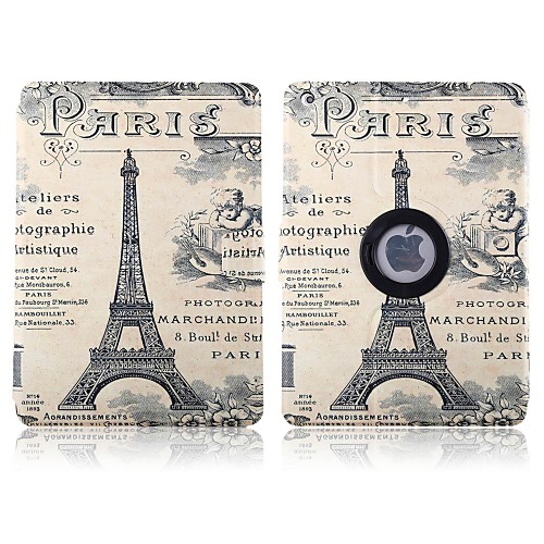 Letters and Paris Tower Pattern 360 Degree Rotation PU Leather Full Body Case with Stand for iPad 2/3/4