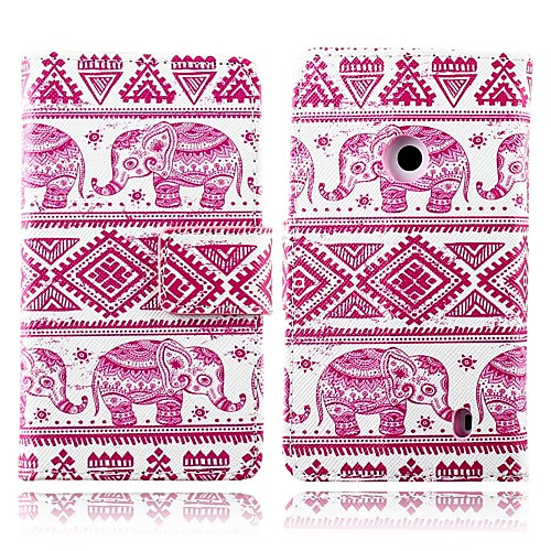 Pink Elephants Pattern PU Leather Full Body Cover with Card Slot for Nokia N520