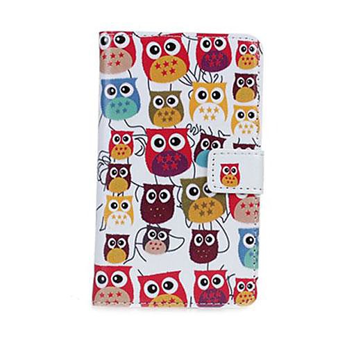 Wallet Style Cartoon Owl PU Leather Full Body Case with Stand and Card Slot for Nokia Lumia 520