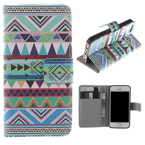 National Wind Patterns PU Leather Full Body Case with Stand and Card Slot for iPhone 5/5S