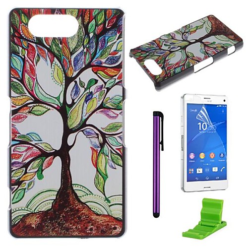 Colorful Tree Pattern PC Hard Case with Screen Protector,Stylus and Stand for Sony Xperia Z3 Compact / Z3 mini M55w