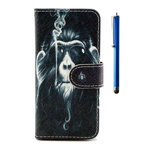 4.7 Inch Monkey Pattern PU Wallet Leather Case and Pen for iPhone 6