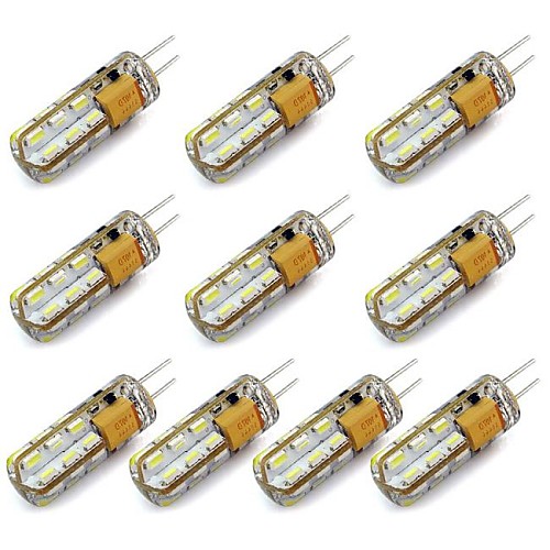 G4 24x3014 SMD 1.5W 144LM 360 Degree White Warm White Light LED Corn Bulb DC 12V Silicone (10Pcs)