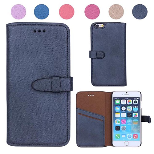 Pearl Cross Grain Design Genuine Leather with Card Slot for iPhone 6 (Assorted Colors)