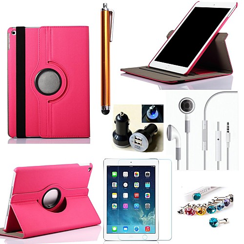 Cowboys Rotating PU Leather with Protective Film,Stylus,Headset,Dust Plug ,Car Charger for iPad Air 2 (Assorted Colors)