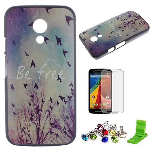 Be Free Pattern PC Hard Case with Screen Protector,Dust Plug and Stand for Motorola Moto G2/XT1063